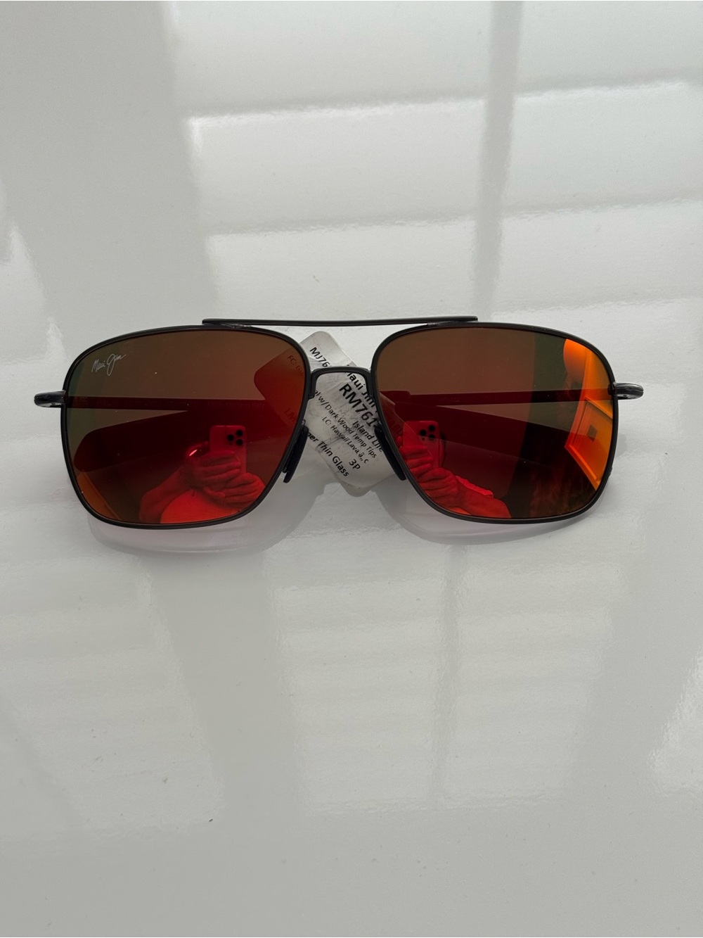 Maui Jim Metal Aviator Sunglasses - Red Orange Mirror Lenses